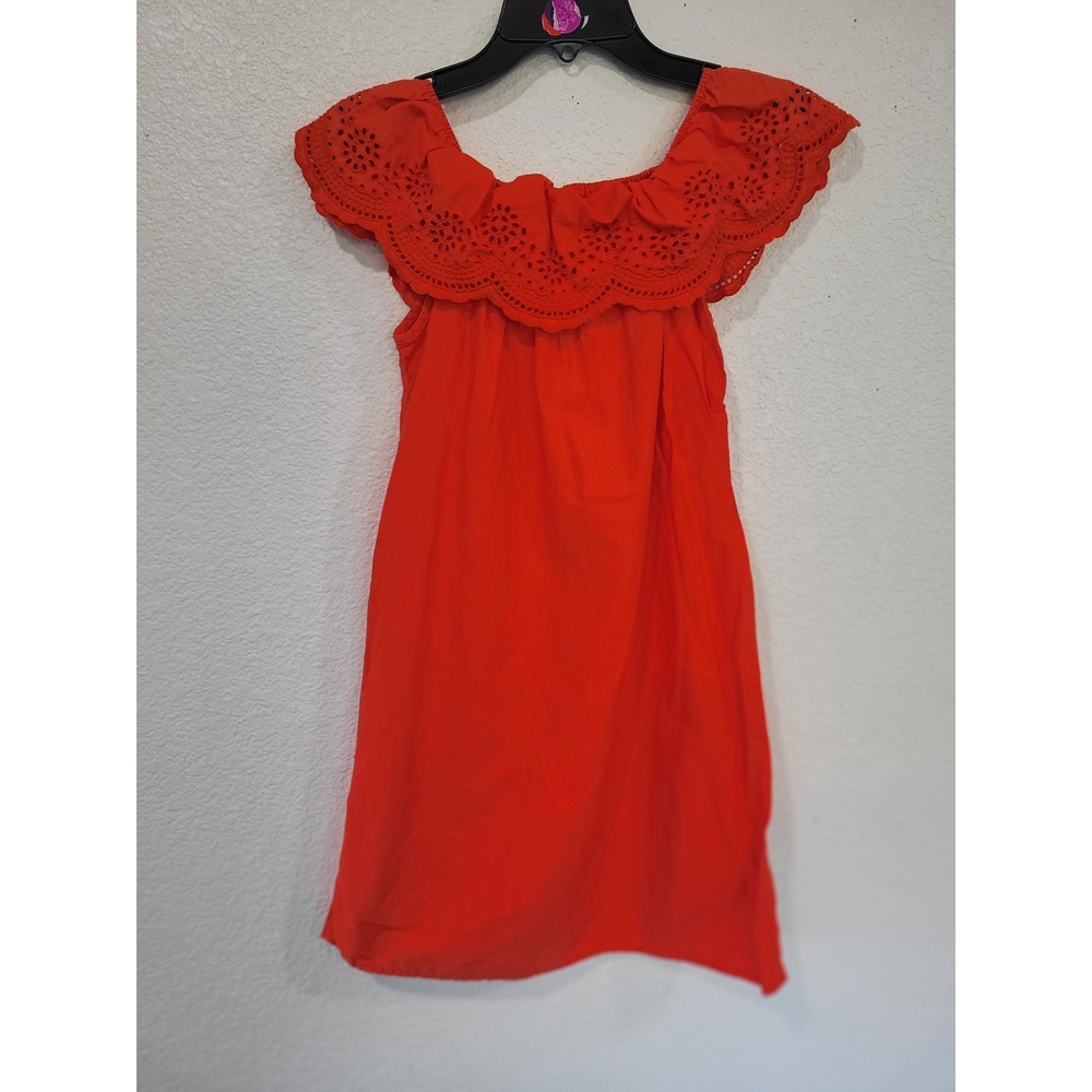 H&M Orange Eyelet Ruffle‎ Off Shoulder Dress Girls Size 10-11 Years #4
